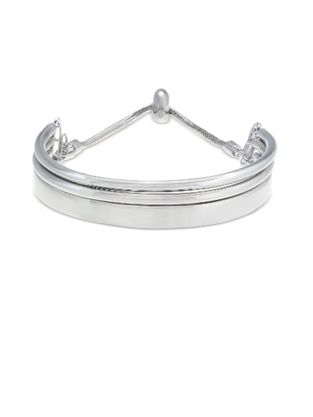 On 34th Silver-Tone Slider Bracelet, Classic Silver Hinged Bangle accessories